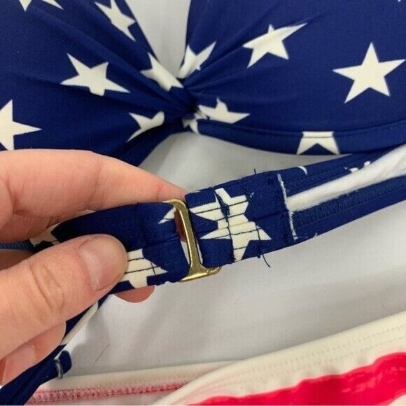 American Flag Two Piece Push-Up Padded Bikini Size Small - Picture 6 of 12